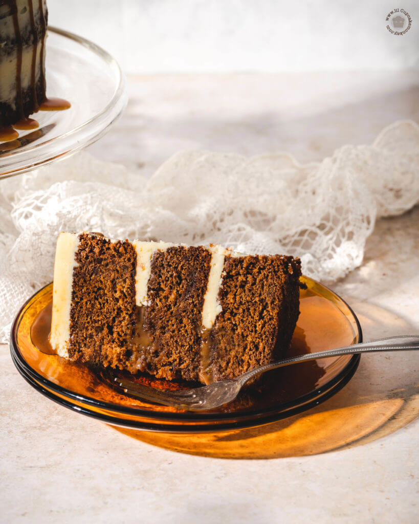 Slice of cake_ spiced rum sauce| lilcupcakemonkey.com