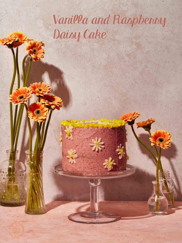 Vanilla and Raspberry Daisy Cake- Spring Baking